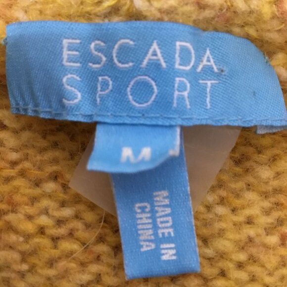 VTG ESCADA SPORT Wool Mohair Shawl Collar Cardigan M Mustard Artsy Boho Luxury - Picture 4 of 8